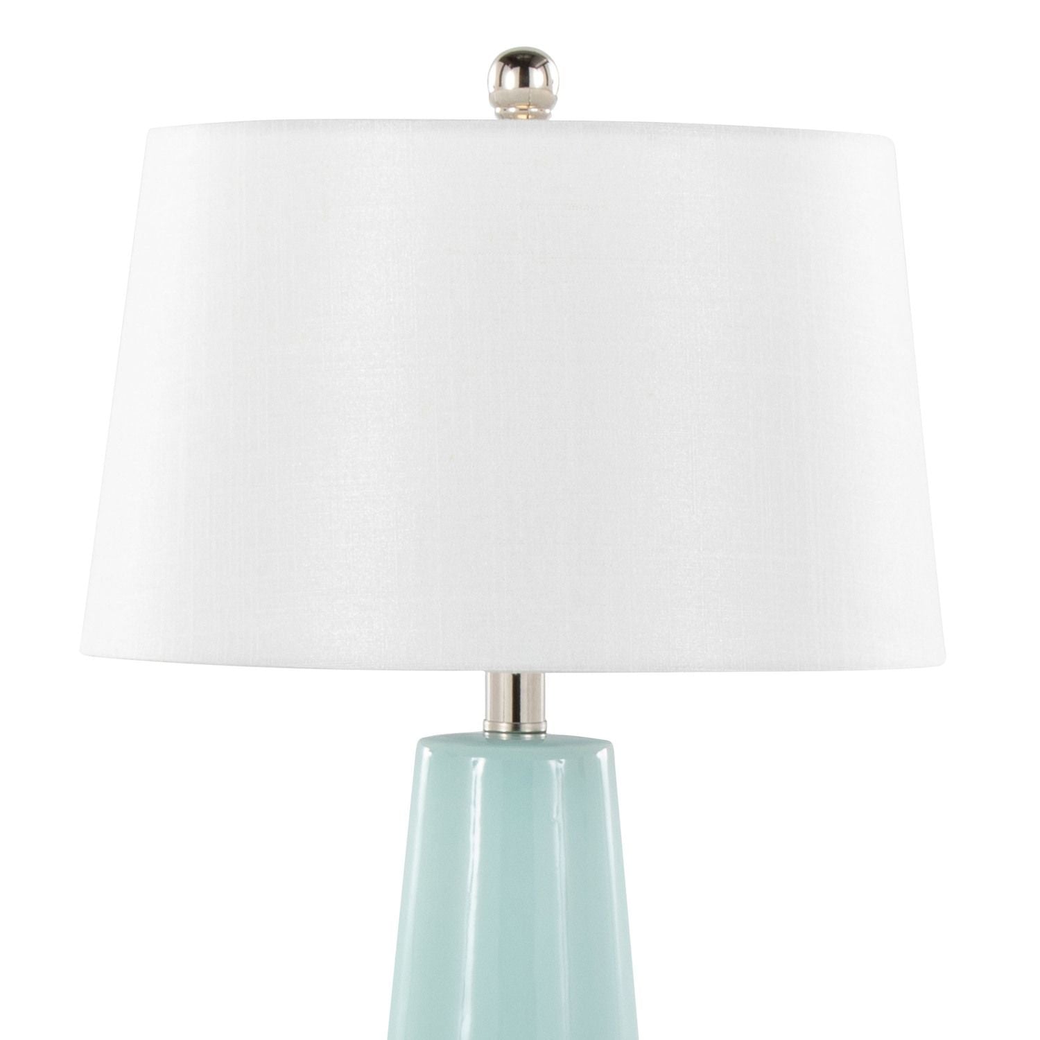 Penelope 22" Contemporary Ceramic Table Lamp with Tiffany Blue & Silver Ceramic Body and White Shade by