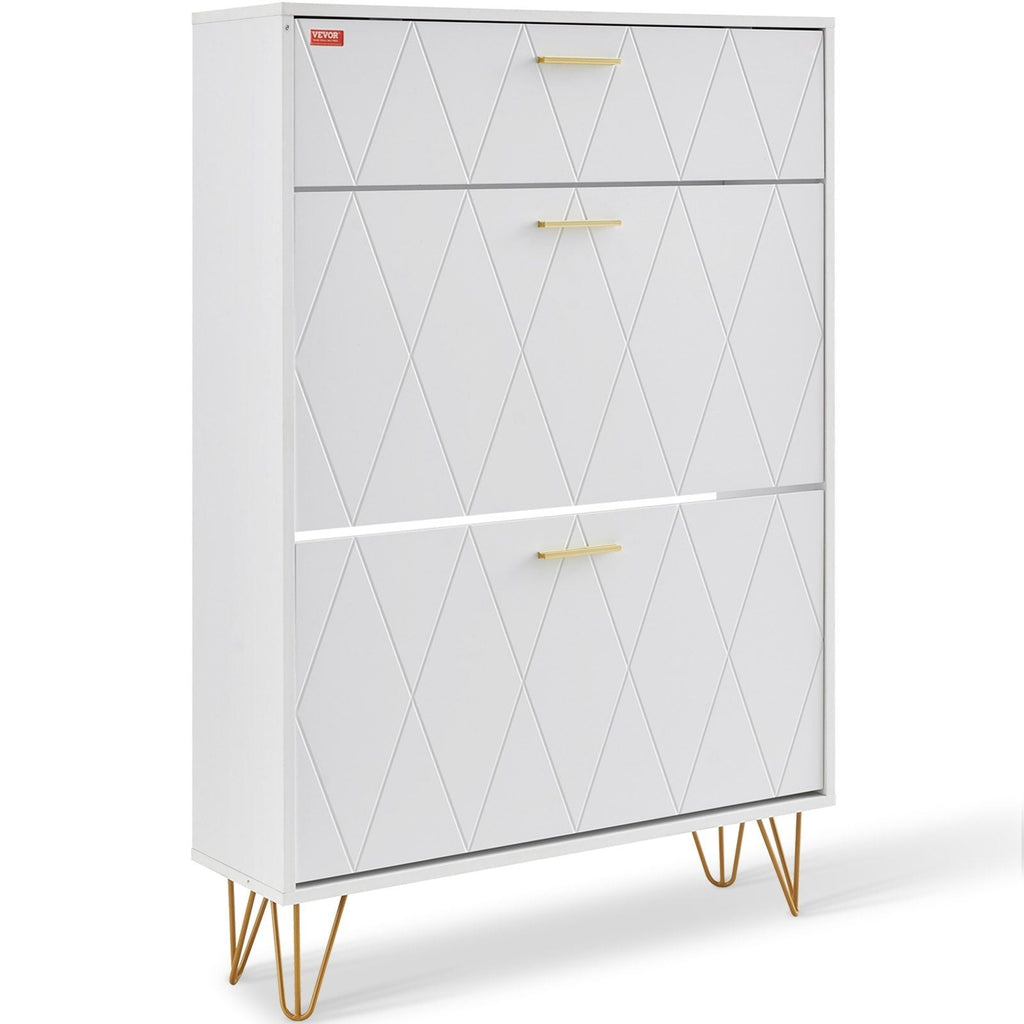 VEVOR Shoe Cabinet with 3 Flip Drawers, Shoe Storage Cabinet for Entryway, Free Standing Shoe Storage Organizer for Heels, Boots, Slippers in Hallway, Living Room