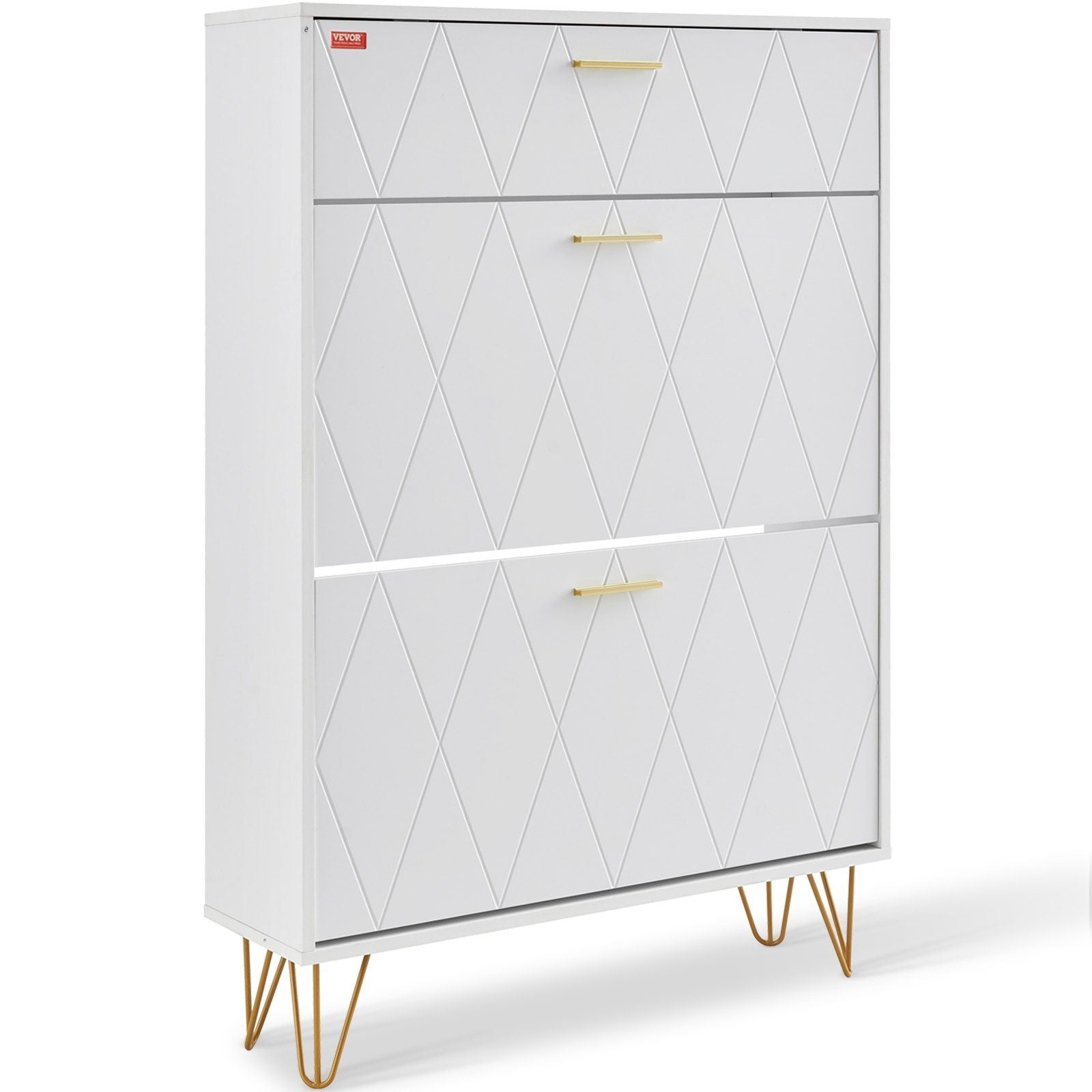 VEVOR Shoe Cabinet with 3 Flip Drawers, Shoe Storage Cabinet for Entryway, Free Standing Shoe Storage Organizer for Heels, Boots, Slippers in Hallway, Living Room