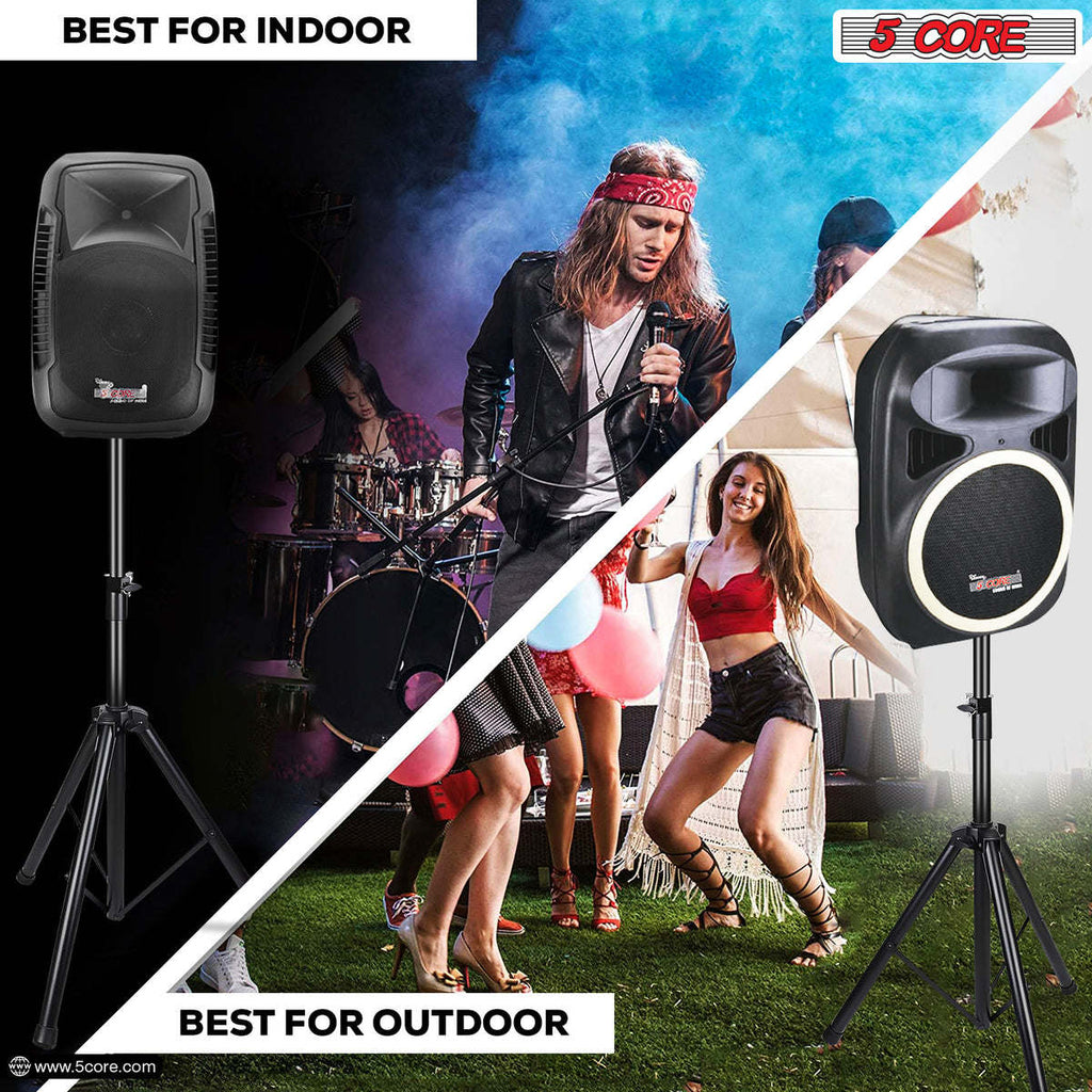 5 Core Speaker Stand Tripod Heavy Duty Adjustable Up to 72 Inch DJ Studio Monitor Stands Pole Mount - SS HD BLK WOB