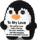 Gifts for Him Her Boyfriend Girlfriend Birthday Christmas, To My Love Handmade Crochet Penguin, Wedding Anniversary Valentines Gift for Women Men, Romantic I Love You Gift for Couples Wife Husband