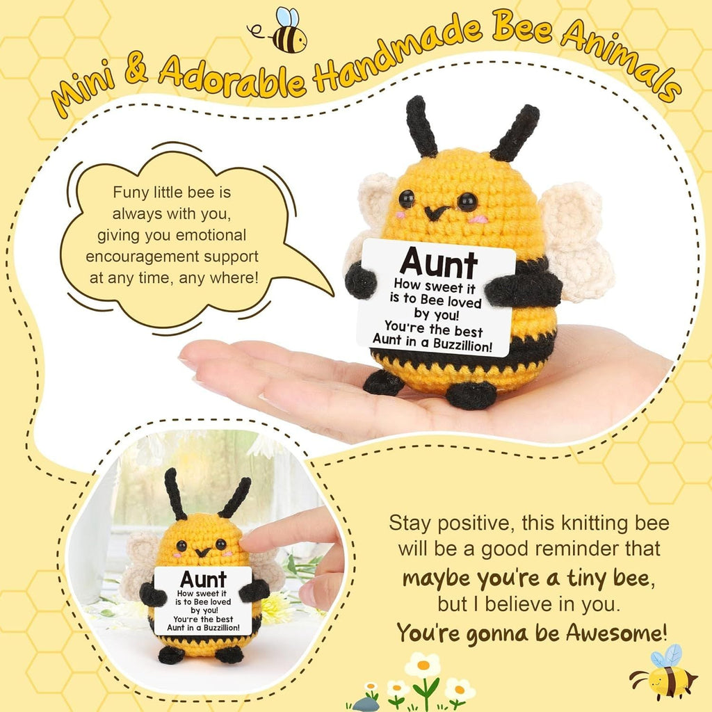 Emotional Valentines Bee Gifts for Aunt Auntie, from Niece Nephew, Aunt Gift for Christmas, Birthday, Auntie Mothers Day, Christmas - Handmade Crochet Bee for Easter Basket Essentials