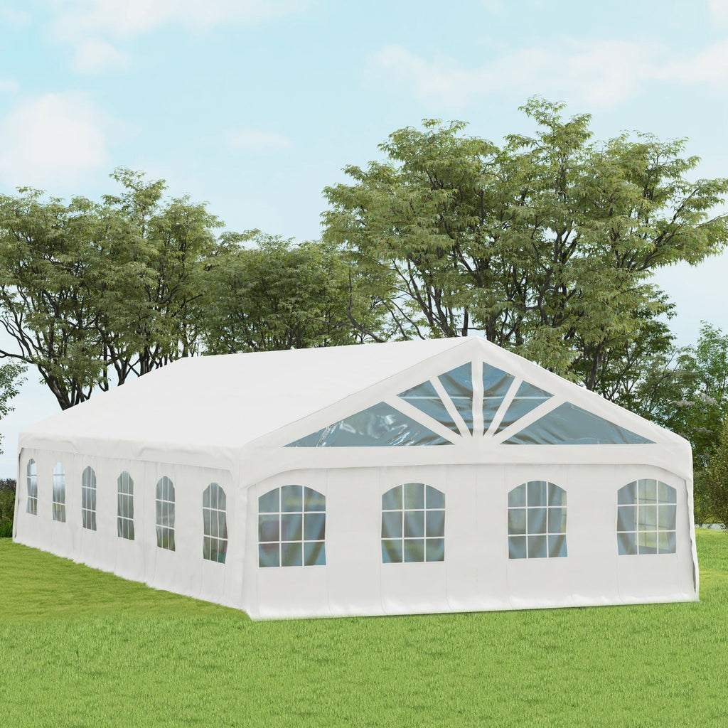 Heavy Duty Party Tent, 19.5' x 39' Large Sun Shade Canopy Tent for Parties, Wedding, Events, BBQ Grill, White