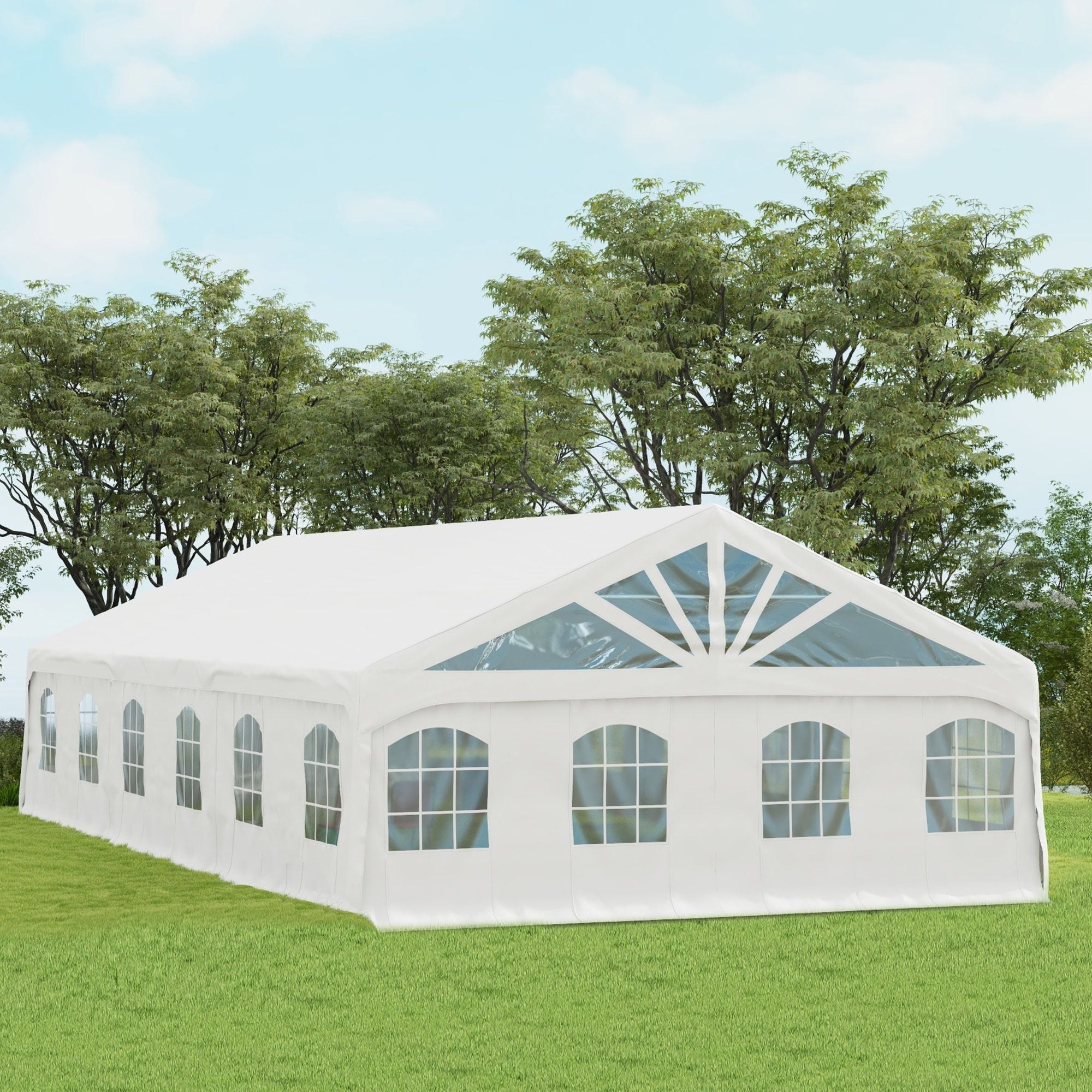 Heavy Duty Party Tent, 19.5' x 39' Large Sun Shade Canopy Tent for Parties, Wedding, Events, BBQ Grill, White