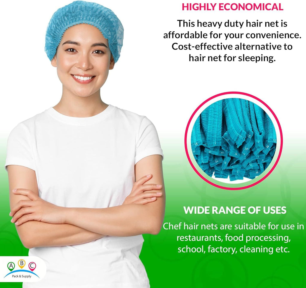 Bouffant Hair Nets 21'; Blue Unisex Disposable Hair Covers for Nurses 1000 Pack; Polypropylene Disposable Hair Caps; Breathable and Lightweight Bouffant Caps with Elastic Band