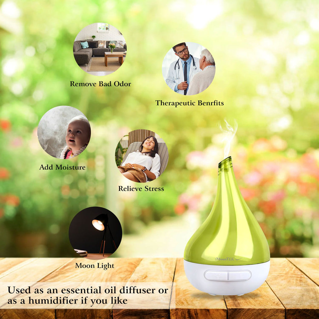 Ultrasonic Cool Mist Humidifier Aroma Essential Oil Diffuser Drop-shaped for Home Office Spa Yoga Room Relax