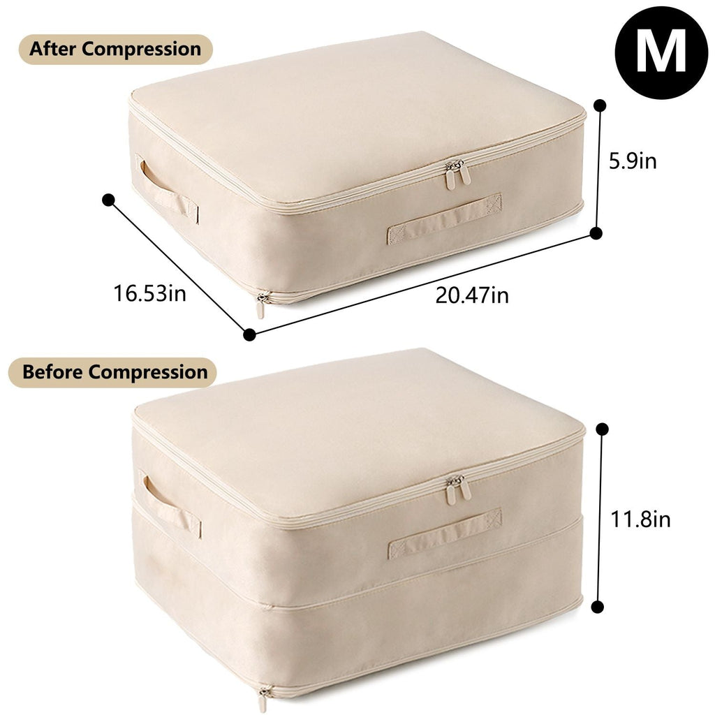 Large Foldable Storage Bag For Comforter Quilt Blanket Clothes Pillows Beddings Self Compression Organizer For Duvet Closet Storage Containers With Dual Zippers