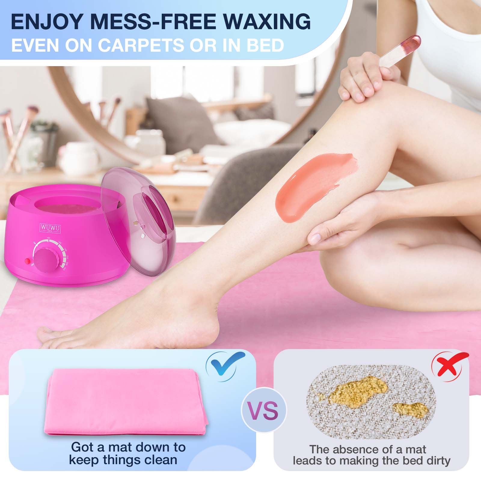 Waxing Kit 69 items - WUWUVISTA Hair Removal Hard Wax kit with Wax Warmer, Wax Beads for Face/Brazilian/Body/Sensitive Skin