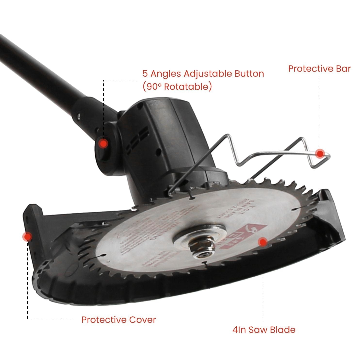 3-in-1 Cordless Electric Pole Saw & Mini Chainsaw & Grass Trimmer Kit with Adjustable Length 2Pcs 21V 1500mAh Batteries 4in/6in Chains Saw Blade 5Pcs Plastic Blades