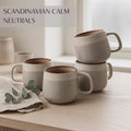 Ceramic Coffee Mugs Set of 4 | 12 oz Stoneware Coffee Cups | Lead-Free, Non-Toxic | Microwave and Dishwasher Safe | Comfortable Handle | Aesthetic Nordic Design for Tea and Latte | Sage