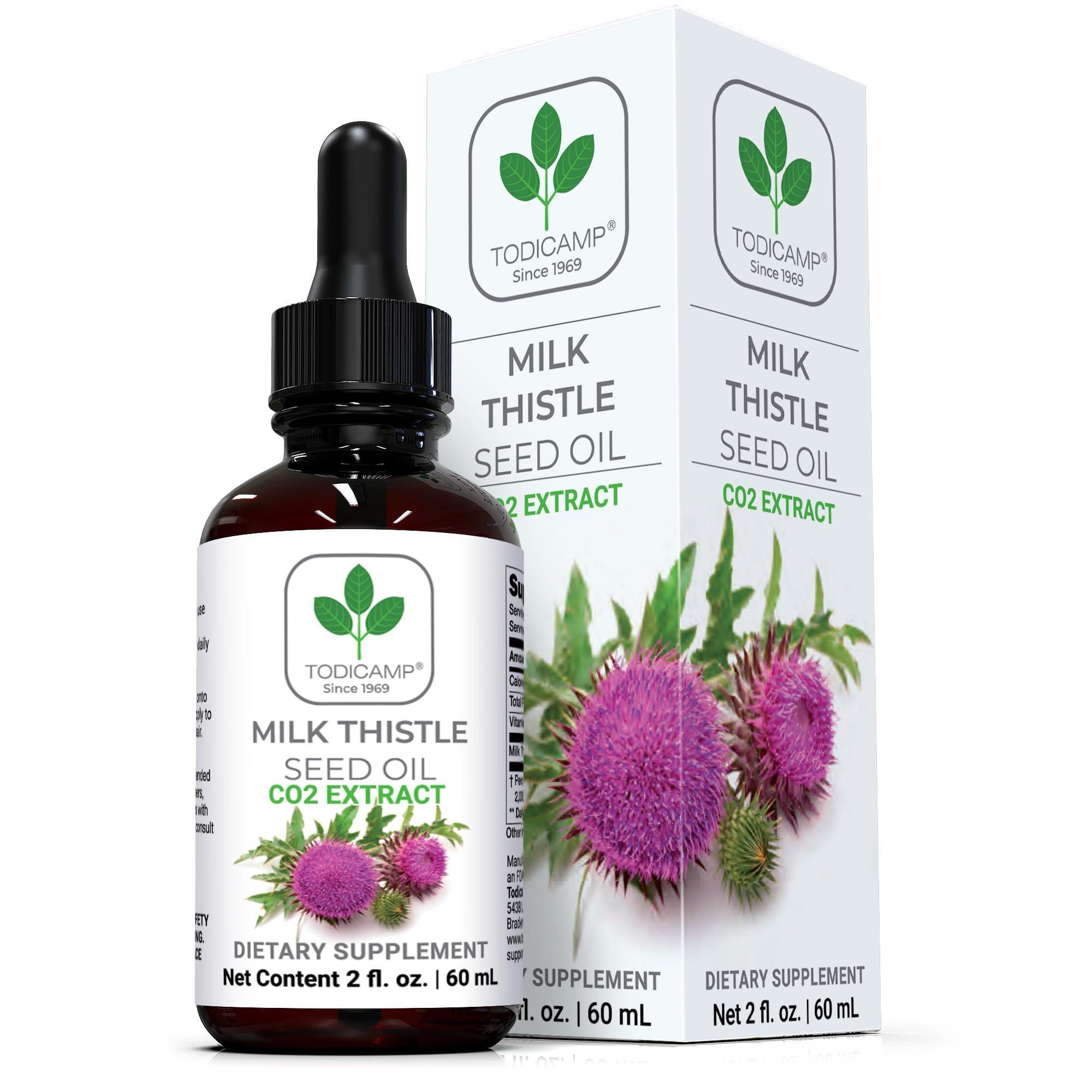CO2 Extracted Milk Thistle Seed Oil 100% Potent Liver Support Milk Thistle Oil Rich in Silymarin Zinc Omegas Tocopherols Pure Milk Thistle Drops 2 Fl Oz