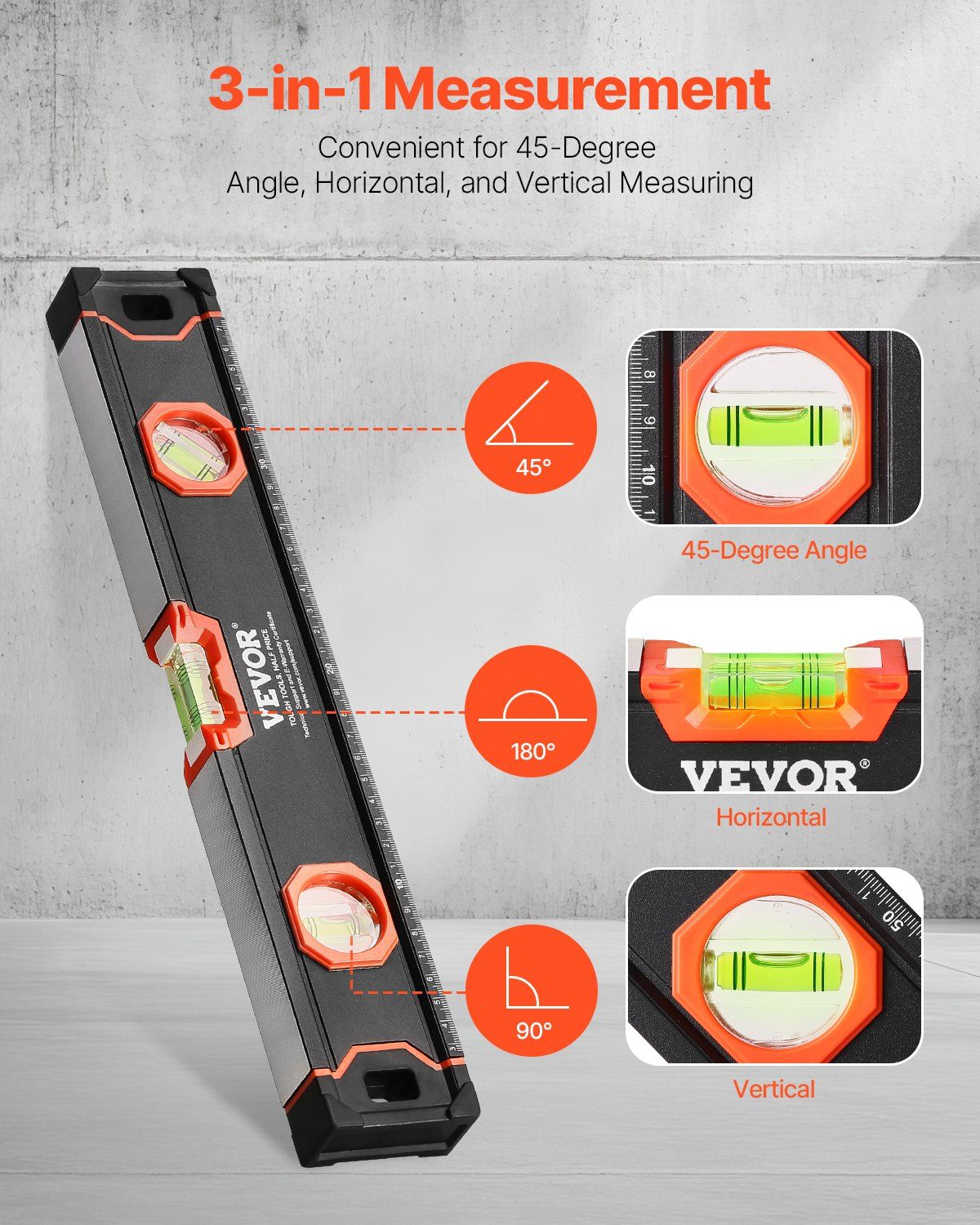 6-Piece Torpedo Level, 78/48/32/24/16/10 Inch All Magnetic Levels Set, Bubble Vials Ruler for 45/90/180 Degree, Aluminum Alloy Magnetic Box Leveler Tool, Shock-Resistance, SAE and Metric Scale