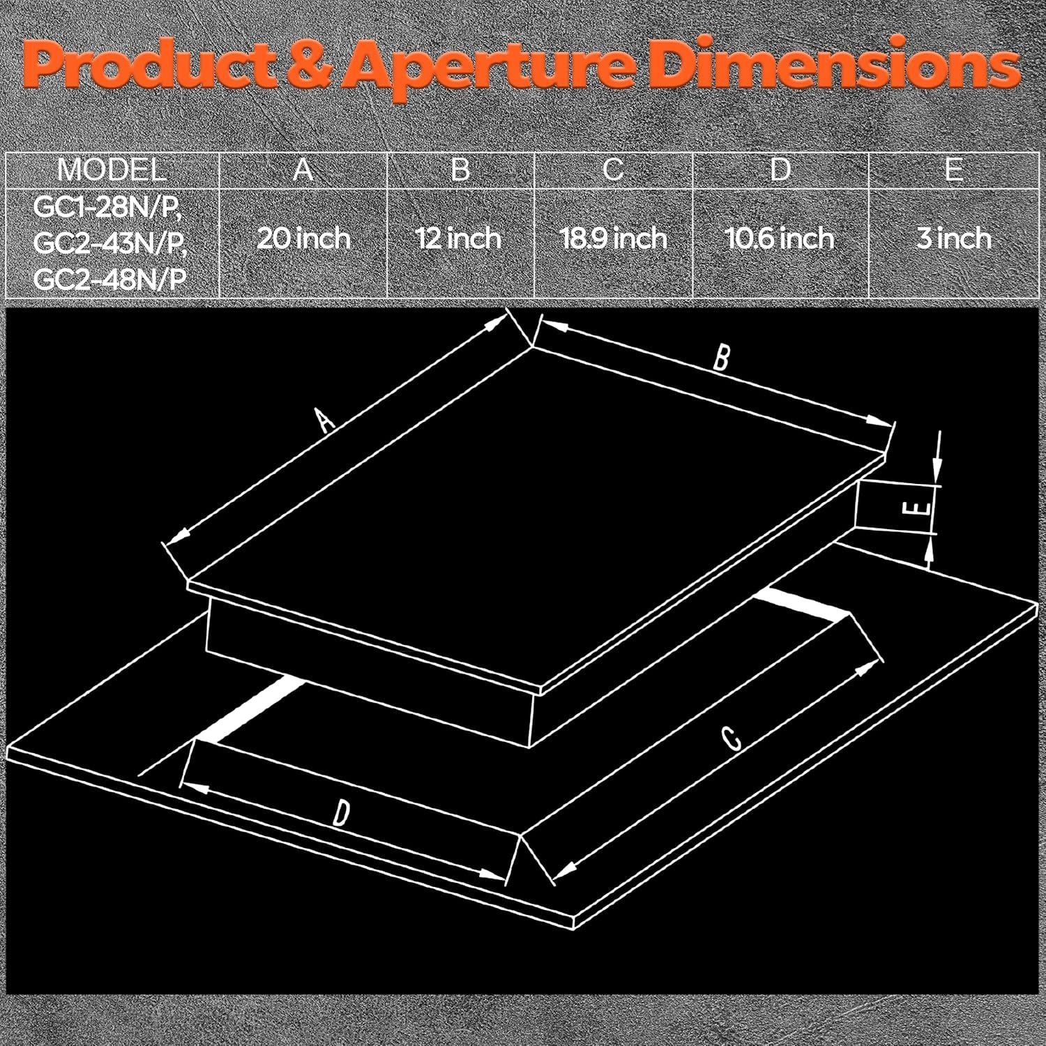 Ramblewood 2 burner gas cooktop(Natural Gas), GC2-48N, ETL Safety Certified.