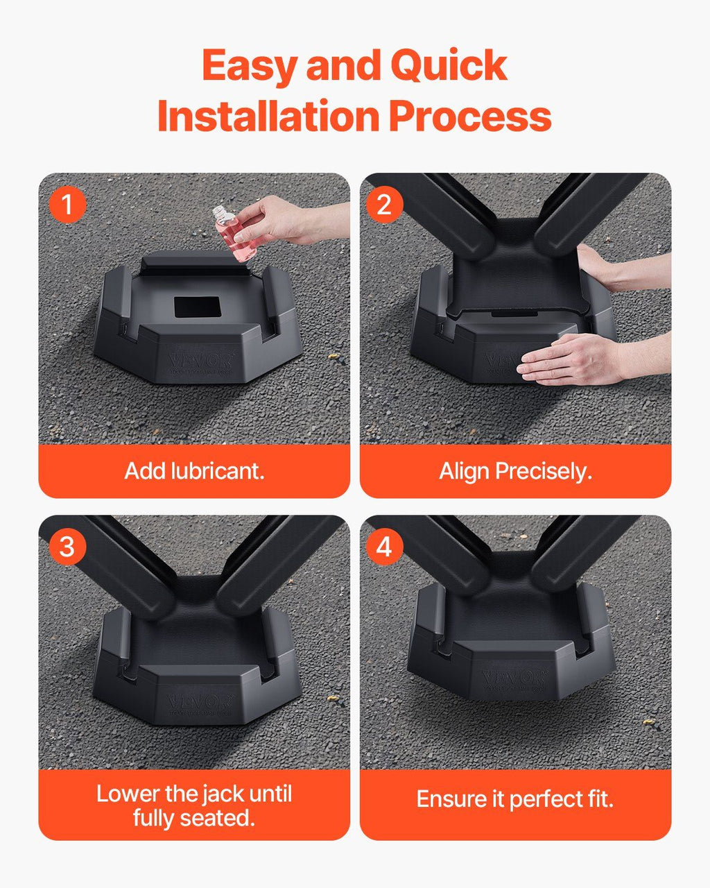 VEVOR RV Leveling Pads, 4-Pack Rubber Trailer Jack Pads, Each with 5000 lbs Capacity, Jack Stabilizer Pad with Large Surface Area, Suitable for 5.5" Square Jack Feet, 5th Wheels Class A/C Motorhomes