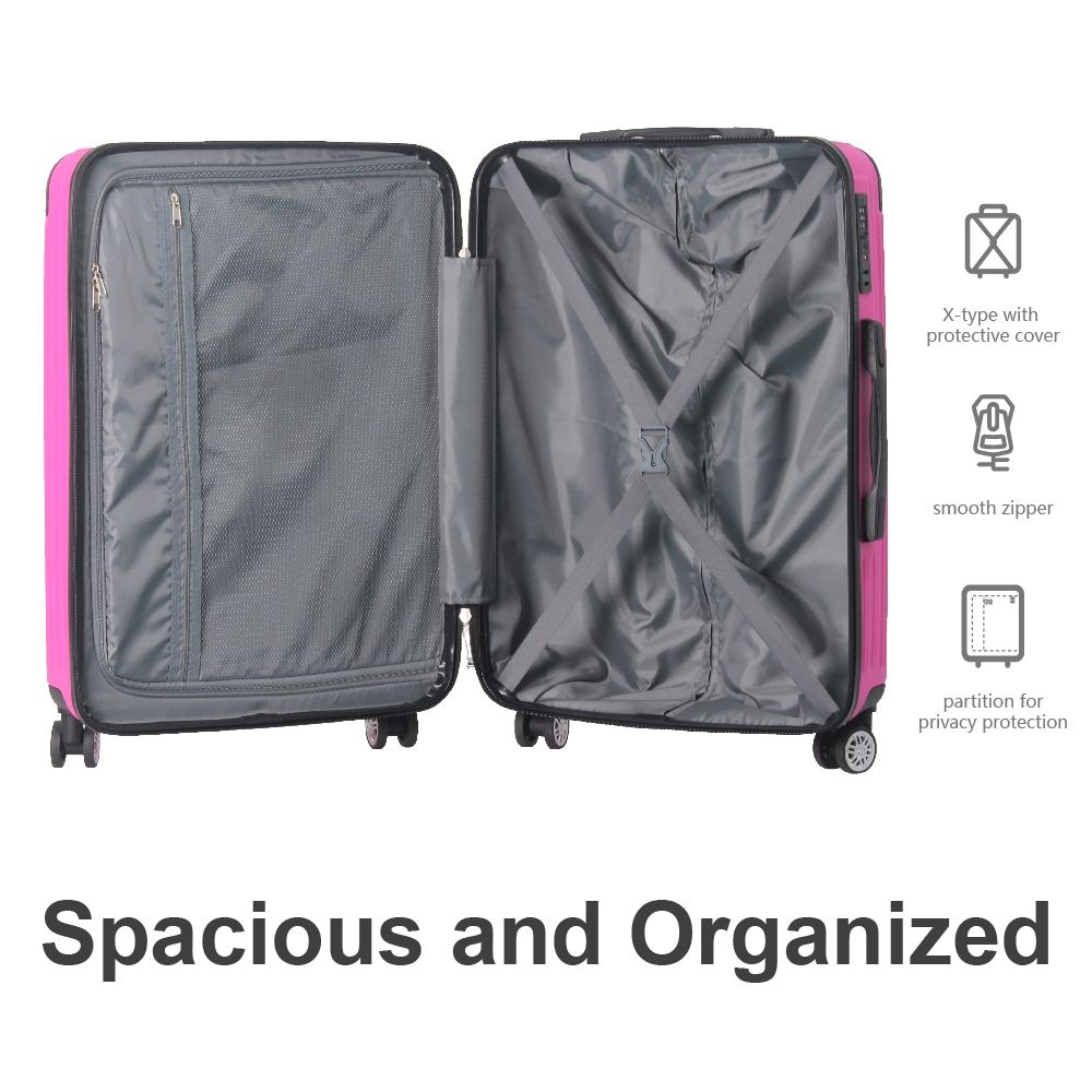 3-Piece Lightweight ABS Hardshell Luggage Set (20", 24", 26") in Honey Powder with Spinner Wheels, TSA Lock, and Adjustable Telescopic Handle - Durable Travel Suitcases