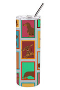 Lots of Chocolate and Tan Dachshund Stainless Steel Skinny Tumbler Vacuum Double Walled Reusable Insulated Tumbler Travel Cup for Coffee Cocktails Gift with Lid, 20 oz