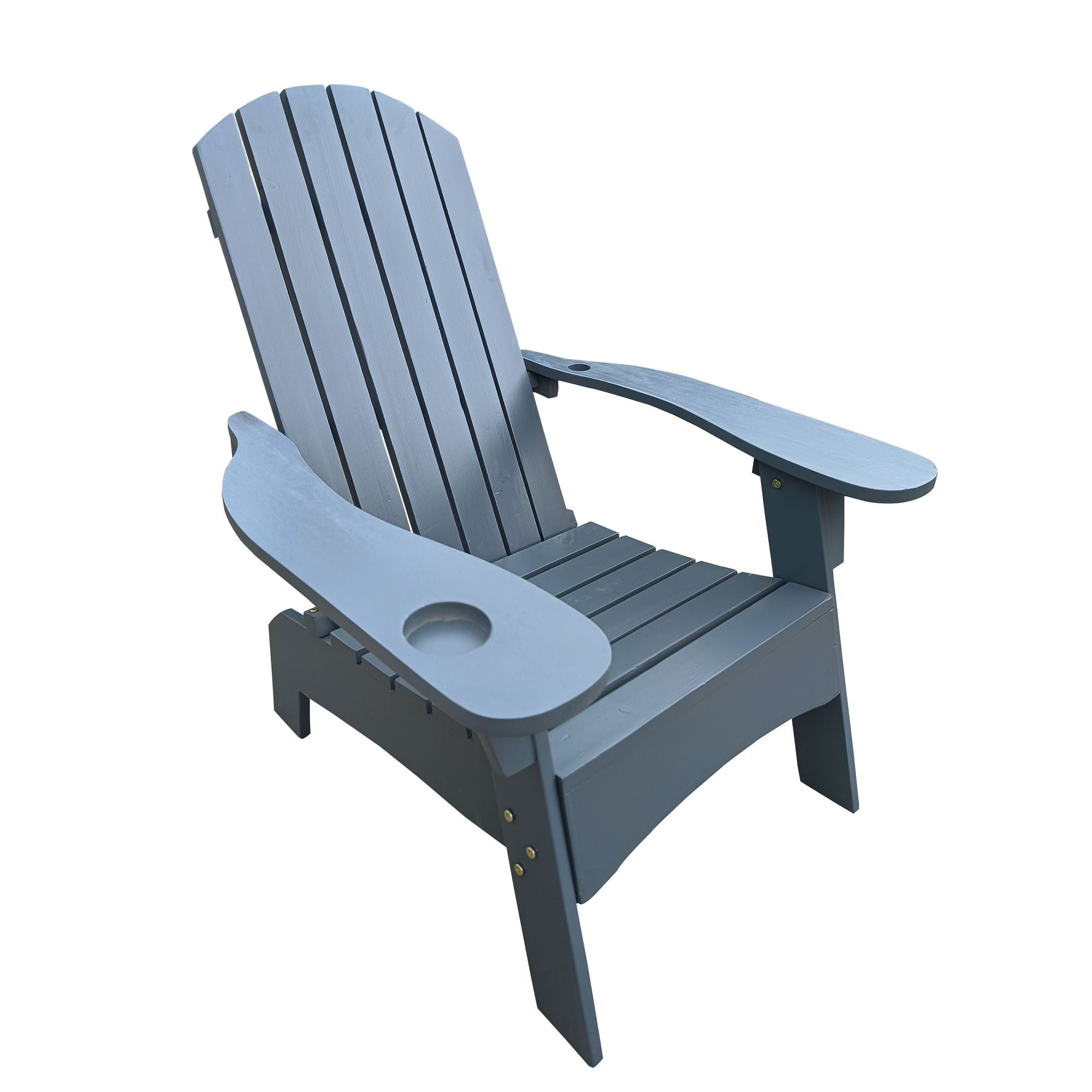 Outdoor or indoor Wood Adirondack chair with an hole to hold umbrella on the arm