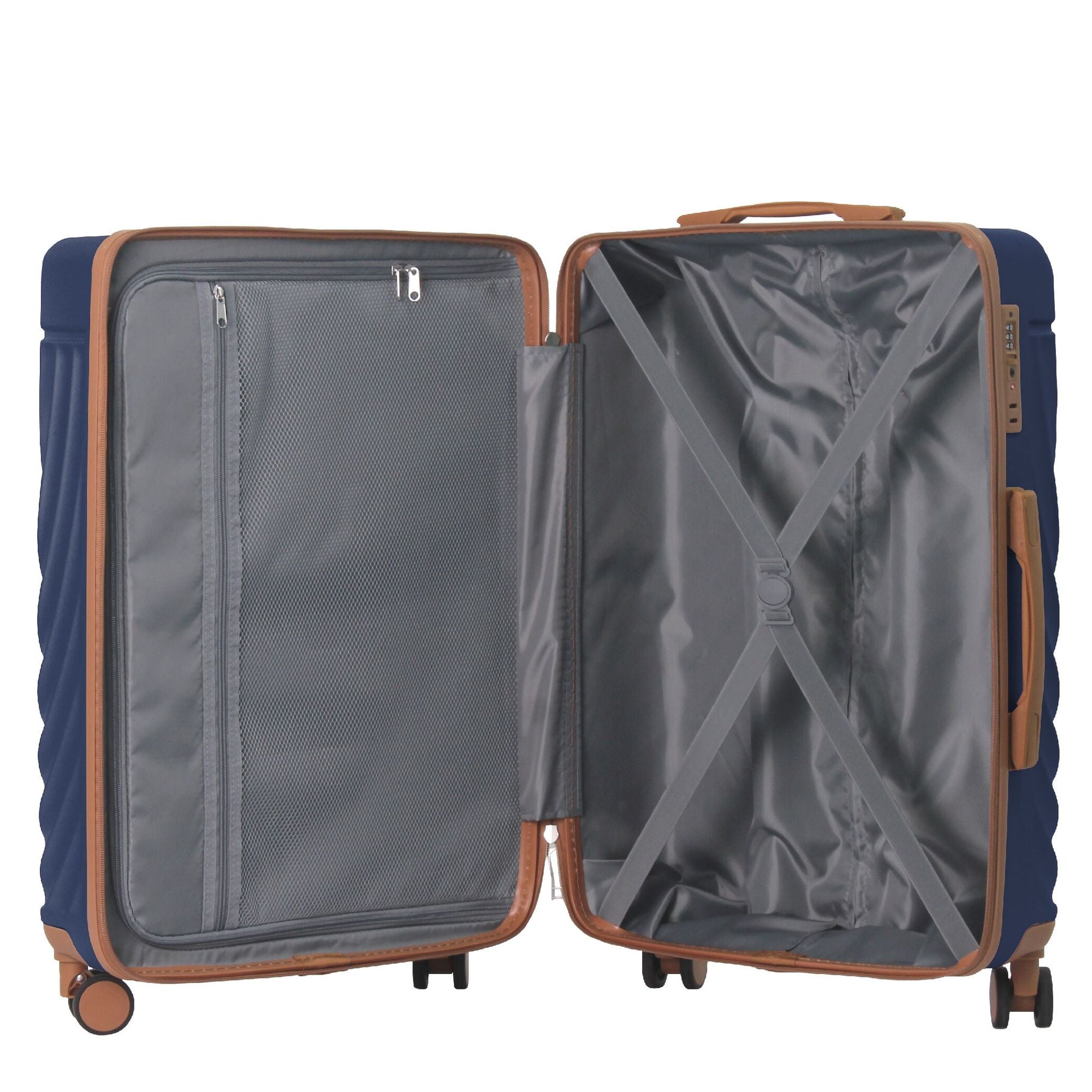 Luggage Sets ABS Hardshell 3pcs Luggage, Lightweight Durable Suitcase sets Spinner Wheels Suitcase with TSA Lock 20''24''28'' Available(Navy Blue)