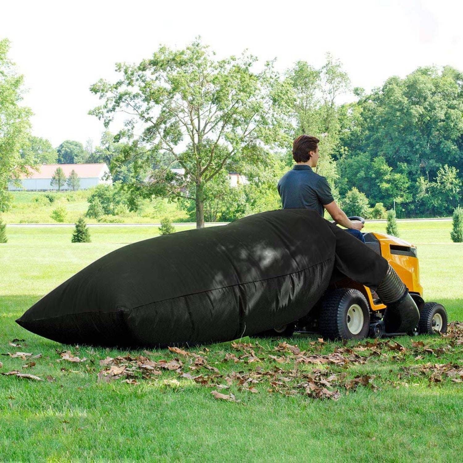 Lawn Tractor Leaf Bag 54 Cubic Feet Standard Garden Waste Collection Bag w/ 112in Opening For Fast & Easy Leaf Collection Riding Lawn Mower Rubbish Bag Outdoor