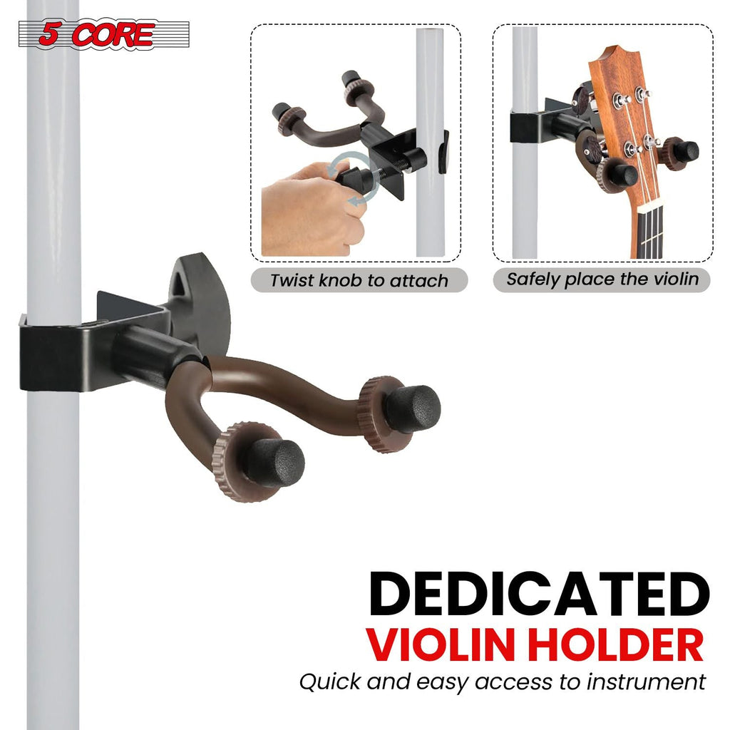 5 Core Music Stand For Sheet Music Height Adjustable Portable Folding Atril Para Partituras w Light Clip for Guitar Players Violinists Cellists Pianists - MUS FLD HD ACC WH