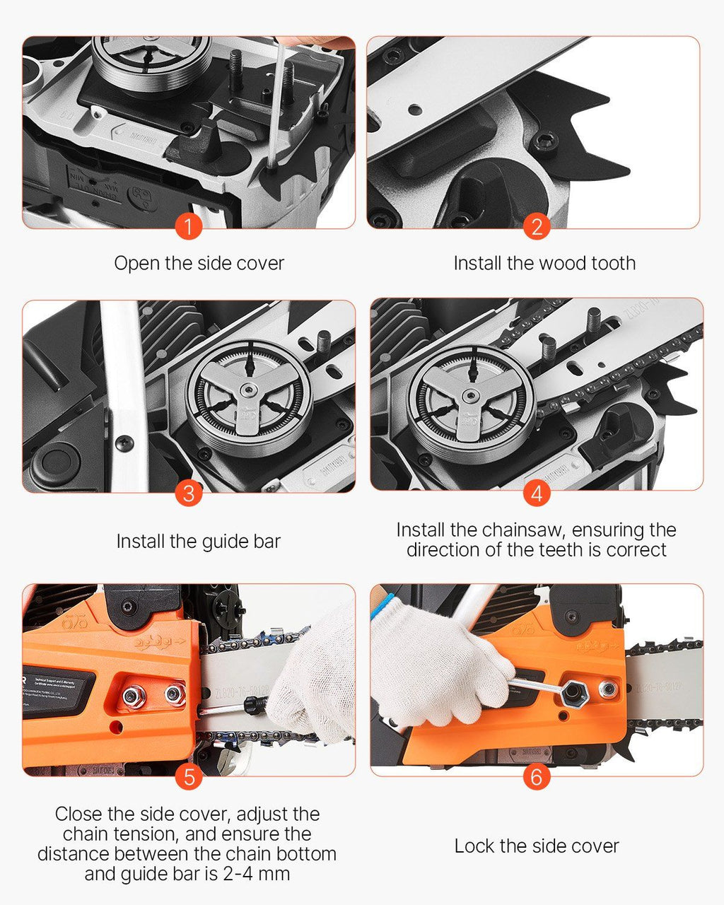 VEVOR 62 cc Gas Chainsaw, 20 inch Gas Powered Chainsaw, 3.8 HP Power Chain Saw with Non-Slip Handle, Gas-Powered Chainsaws with Dual Fuel Tanks, For Wood Cutting, Tree Trimming, and Land Clearing