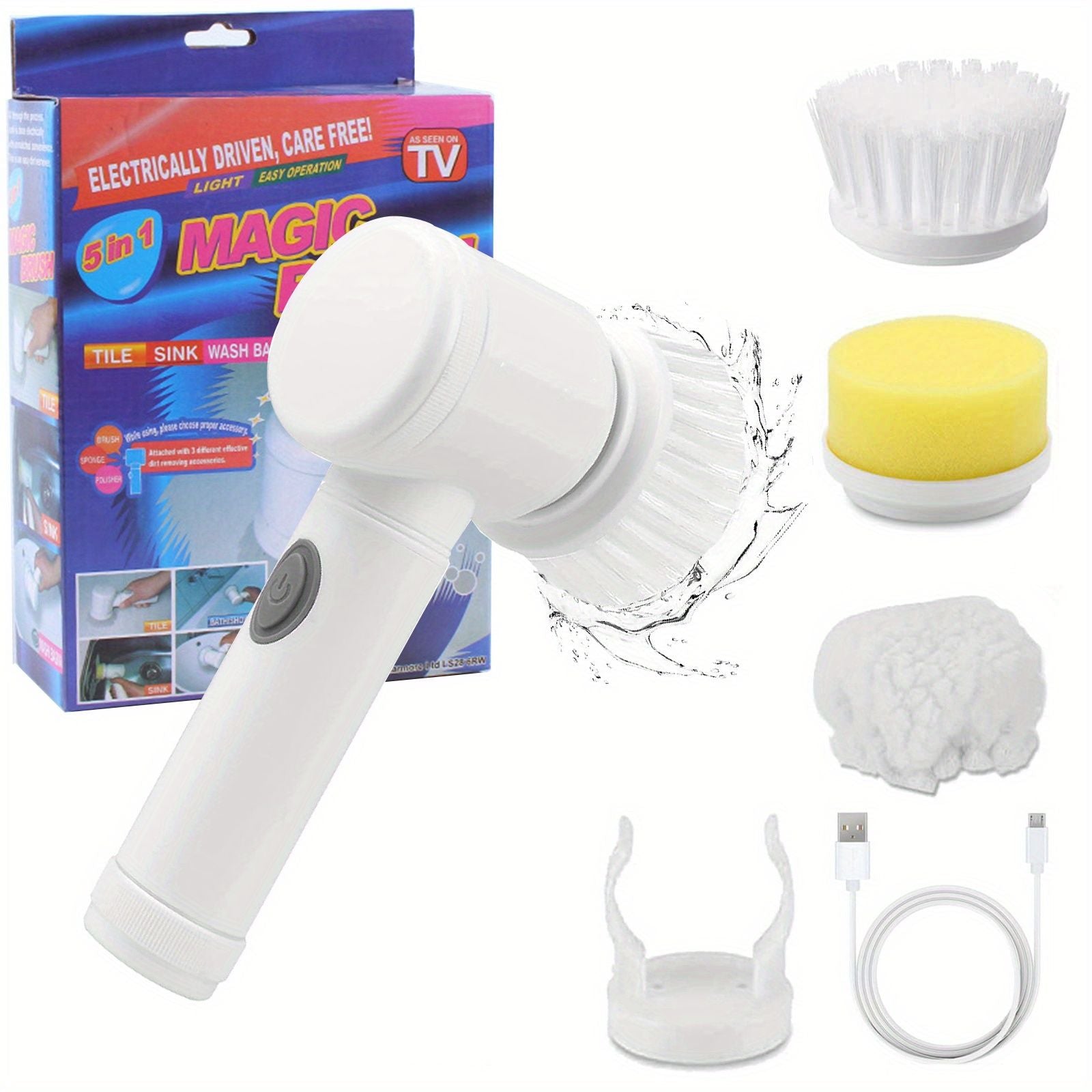 ZaneForest Electric Spin Scrubber, Electric Cleaning Brush With 3 Brush Heads, Bathroom Rechargeable Scrub Brush,Shower Scrubber For Cleaning Wall/Bathtub/Toilet/Window/Kitchen/Sink/Dish/Grout