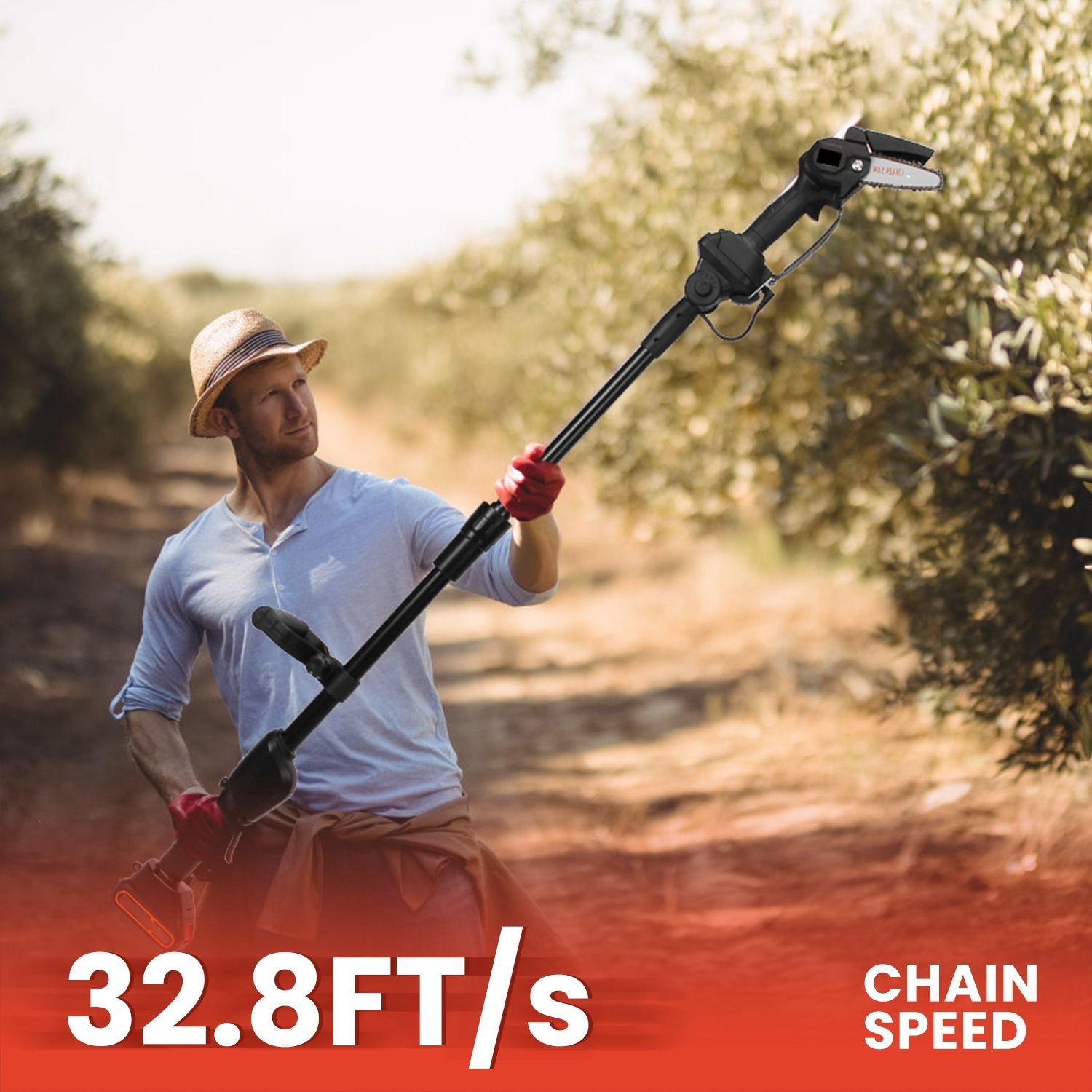 3-in-1 Cordless Electric Pole Saw & Mini Chainsaw & Grass Trimmer Kit with Adjustable Length 2Pcs 21V 1500mAh Batteries 4in/6in Chains Saw Blade 5Pcs Plastic Blades