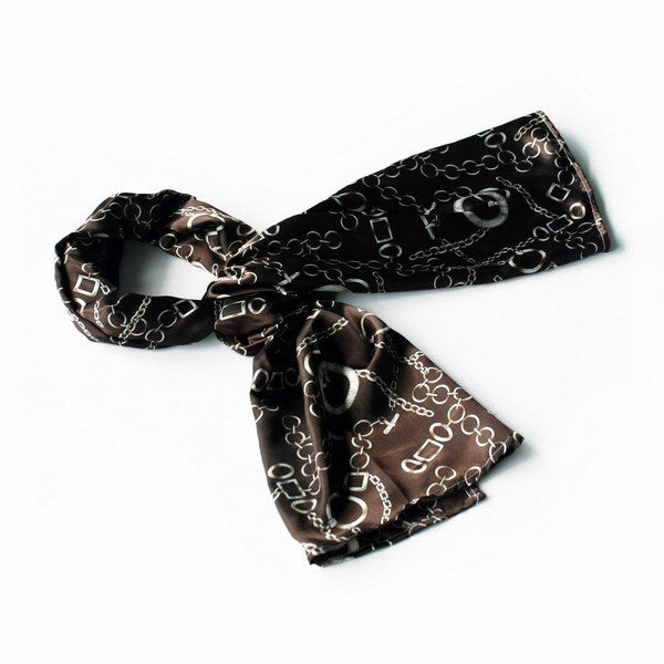 Blando Chocolate Circle Chain Print Chic Super Comfy Silk Scarf/Wrap/Shawl(Large)