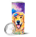 Yellow Labrador Hippie Dawg Stainless Steel Skinny Tumbler Vacuum Double Walled Reusable Insulated Tumbler Travel Cup for Coffee Cocktails Gift with Lid, 20 oz