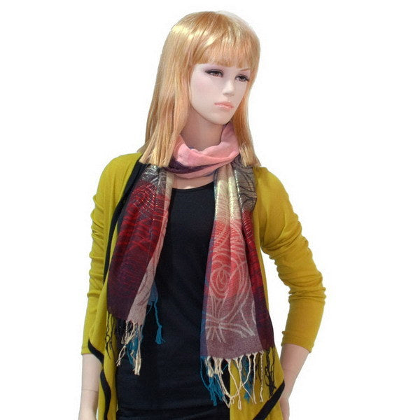 Blancho Bedding -Pa-a09-2 Moon & Stars & Roses Elegant Fashion Smooth Touch Tassel Ends Pashmina/Shawl/Scarf