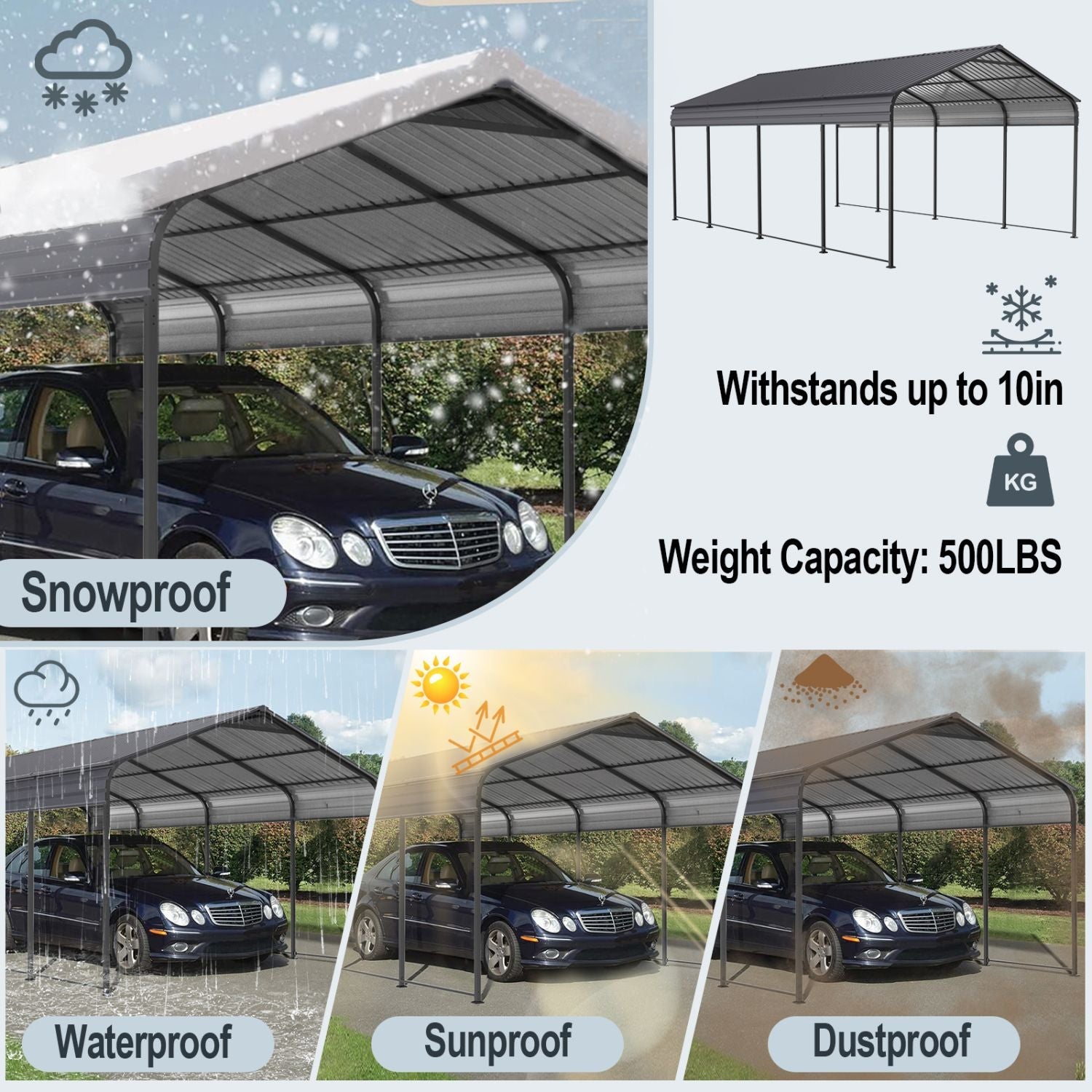 supply Video NEW Metal Carport 12 ×20 FT Heavy Duty with Galvanized Steel Roof, Metal Garage Canopy with Galvanized Steel Roof & Frame, Car Tent Outdoor Storage Shed for Car, Boats and Truck, Gray