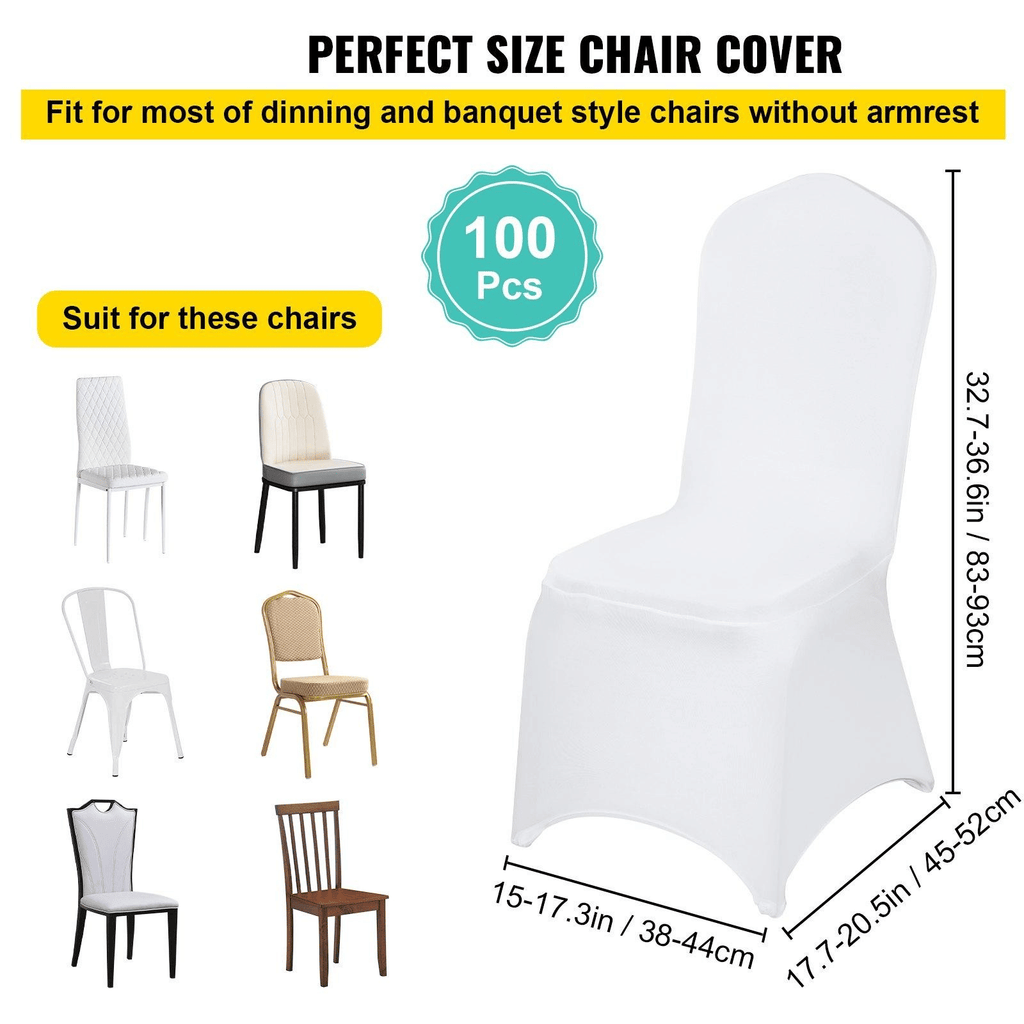 100PCS White Chair Covers Stretch Spandex Folding for Wedding Party Dining