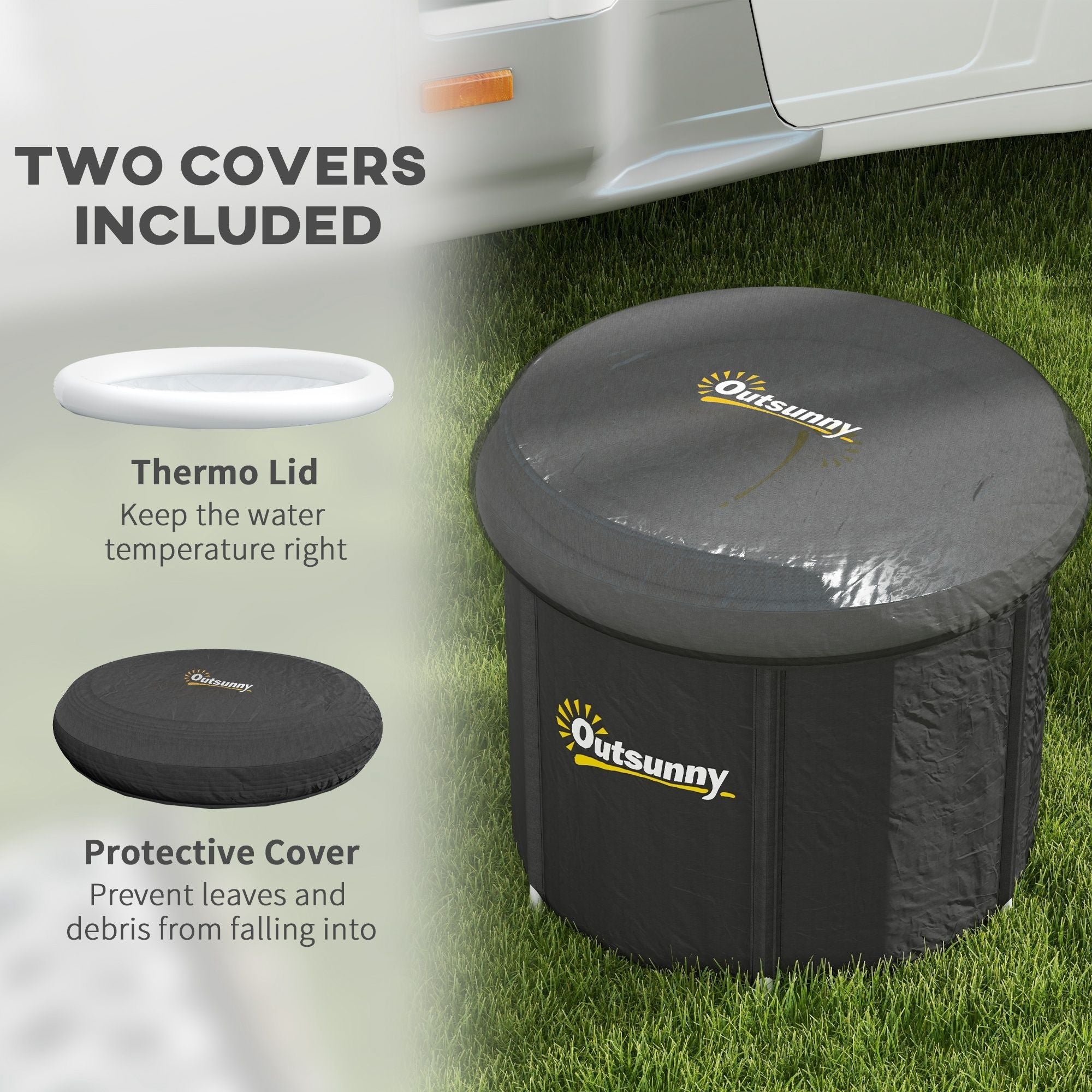 Cold Plunge Tub, Portable Ice Bath with Thermo Lid for Athletes' Recovery, Black