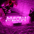 1 LED neon light, pink "meow meow" cat shaped wall decoration light, bright neon light with USB, suitable for decorating girls' bedrooms, 5V adjustable lighting, very suitable for room accents