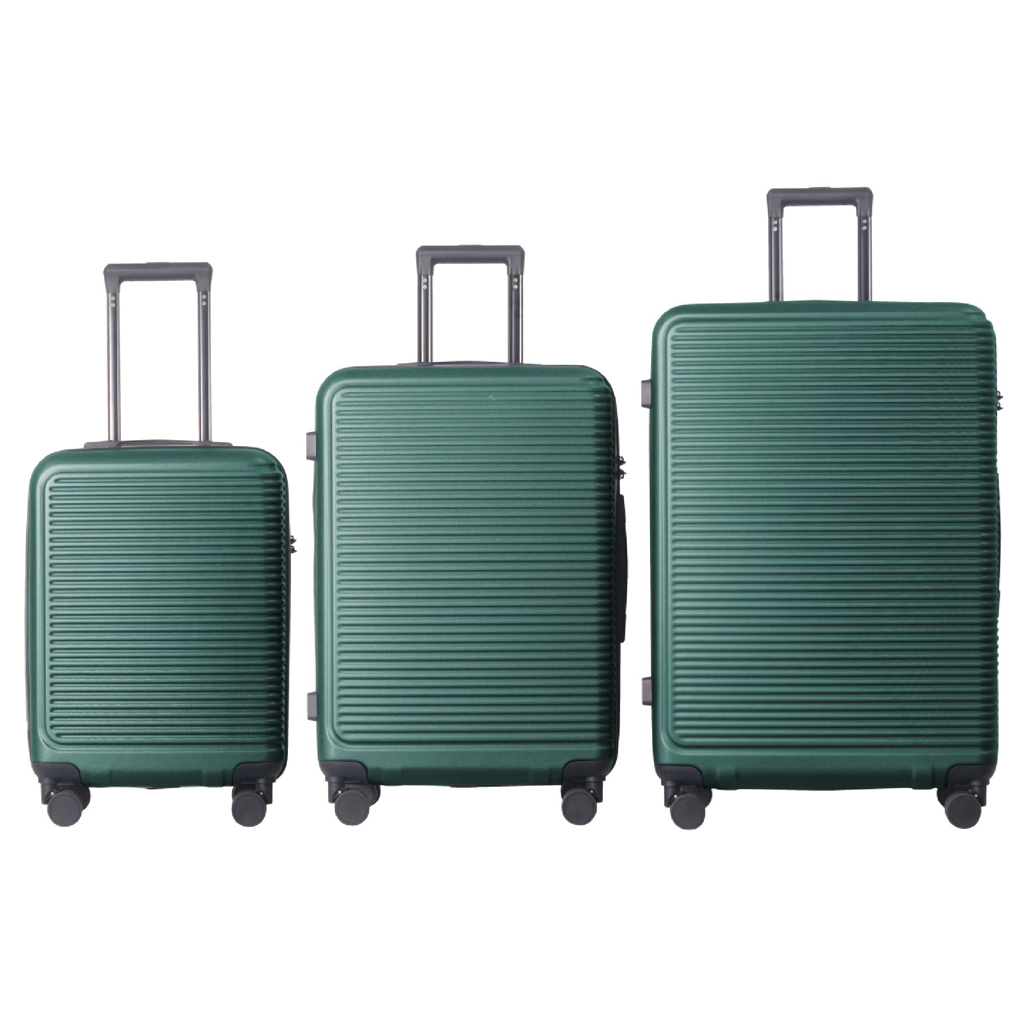 Luggage Sets ABS Hardshell 3pcs Luggage, Lightweight Durable Suitcase sets Spinner Wheels Suitcase with TSA Lock 20''24''28'' Available(Dark Green)