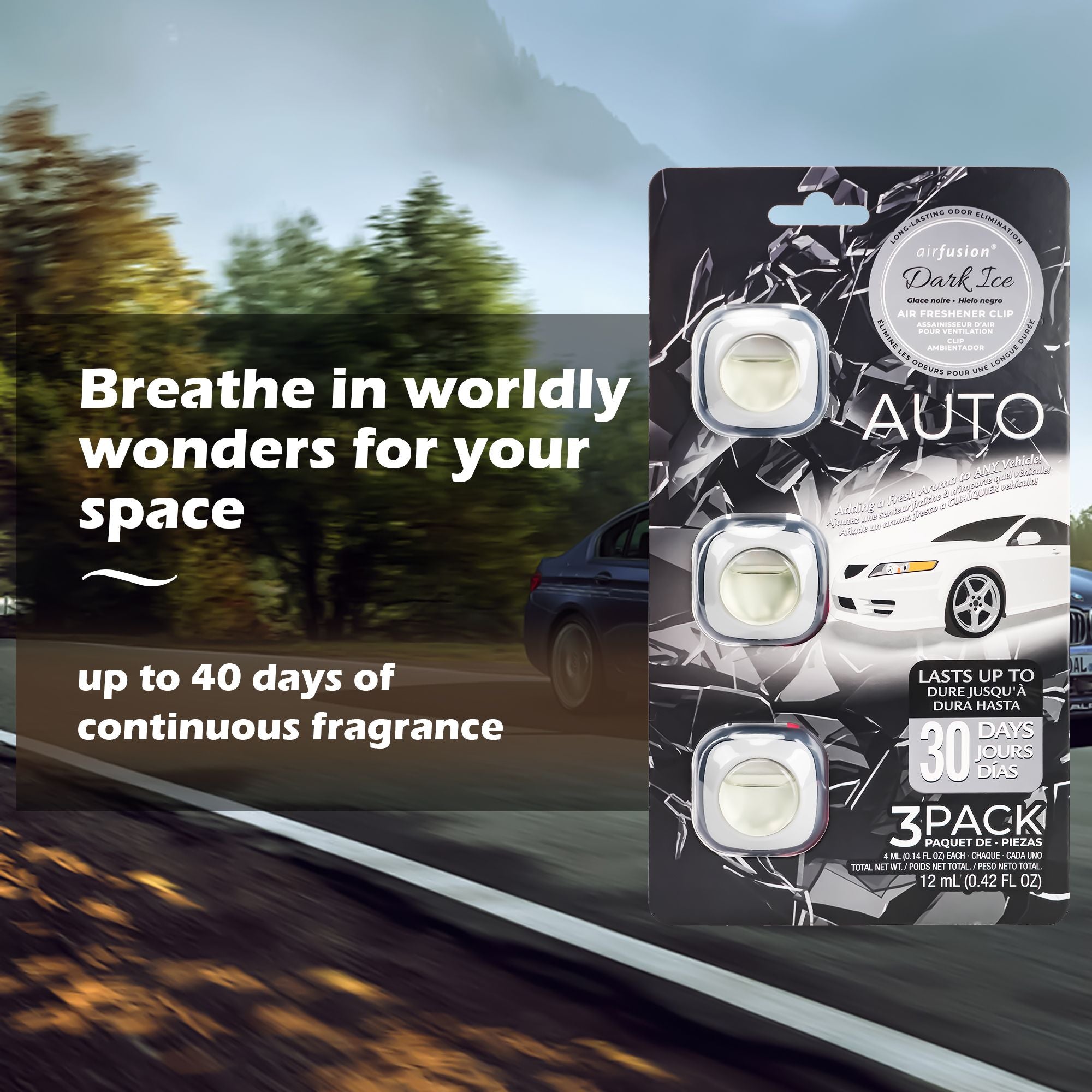 3 Pack Car Air Fresheners - Long Lasting Vent Clips For Men & Women, 3 Pack Up To 90 Days Fits All Car Refresher Odor Eliminator, New Car Scent Variety Pack