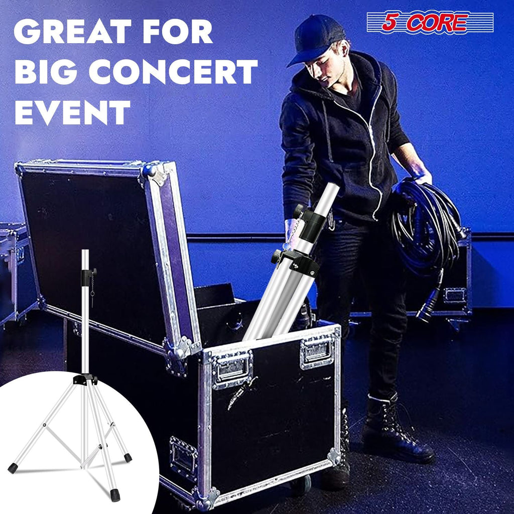 5 Core Speaker Stand Tripod Floor Tall Adjustable Up to 72 Inch DJ Studio Monitor Stands Pole Mount - SS ECO 1PK WOB
