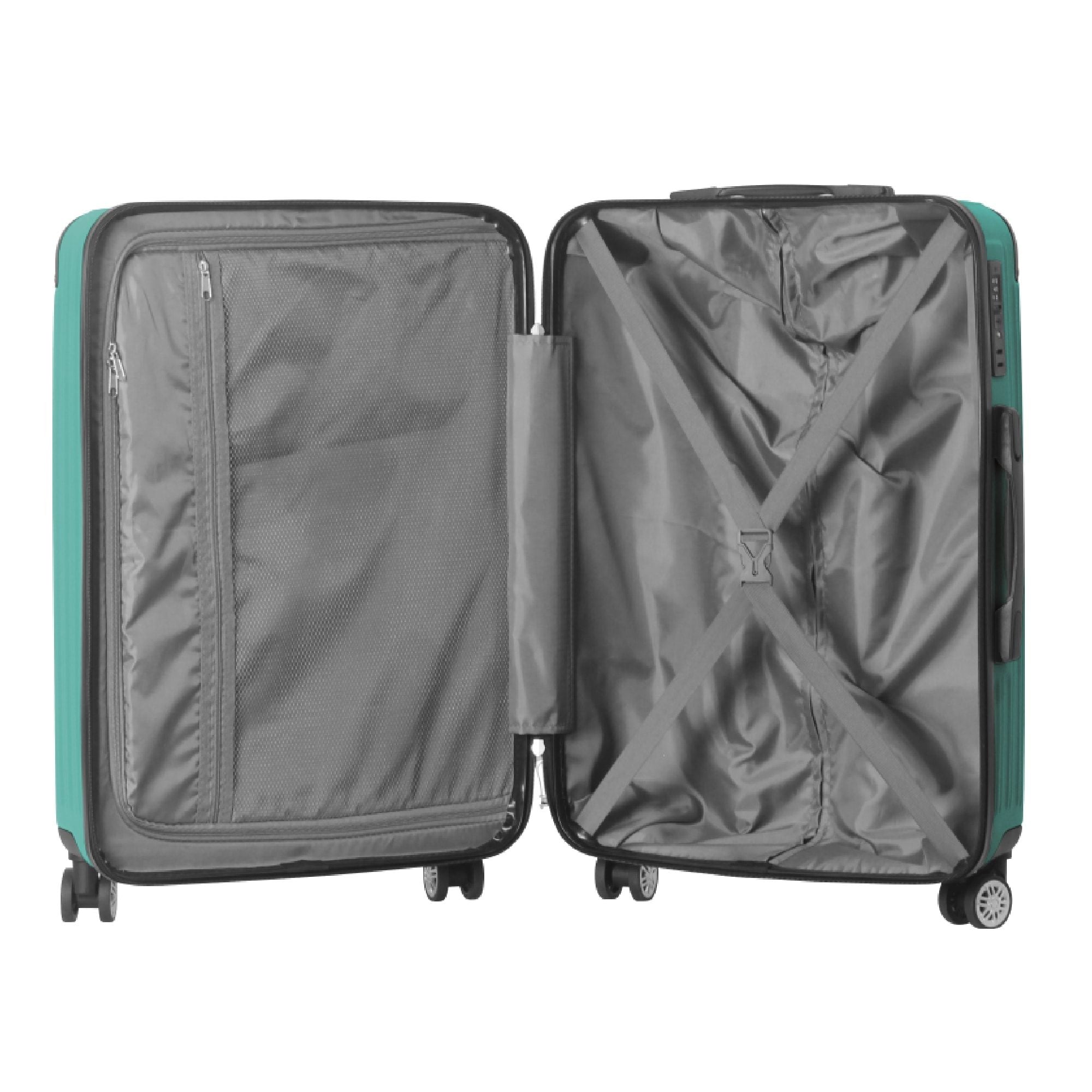 3-Piece Lightweight ABS Hardshell Luggage Set (20", 24", 26") in Fresh Green with Spinner Wheels, TSA Lock, and Adjustable Telescopic Handle - Durable Travel Suitcases