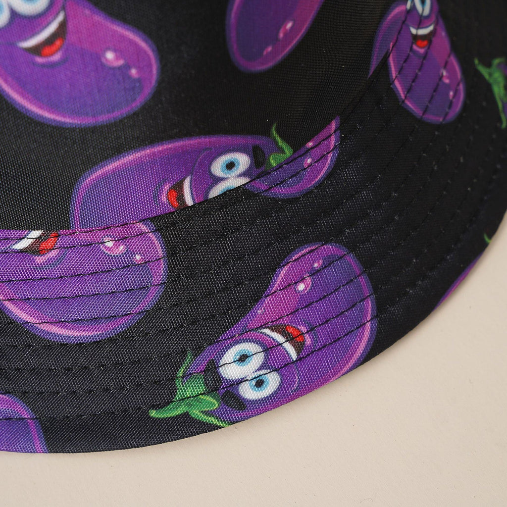fisherman hat vegetable eggplant pattern hat tide double-sided wear European and American creative basin hat cover face breathable hat cartoon