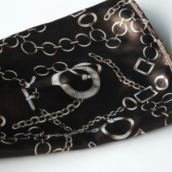 Blando Chocolate Circle Chain Print Chic Super Comfy Silk Scarf/Wrap/Shawl(Small)
