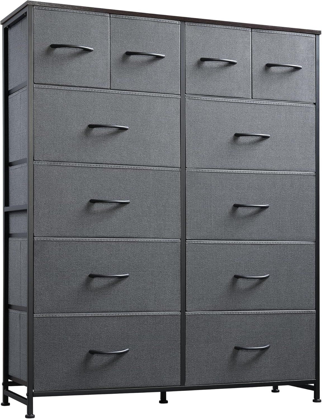 Tall Dresser for Bedroom with 12 Drawers, Dressers & Chests of Drawers, Fabric Dresser for Closet, Living Room, Storage Dressers with Storage Drawers, Steel Frame, Wood Top
