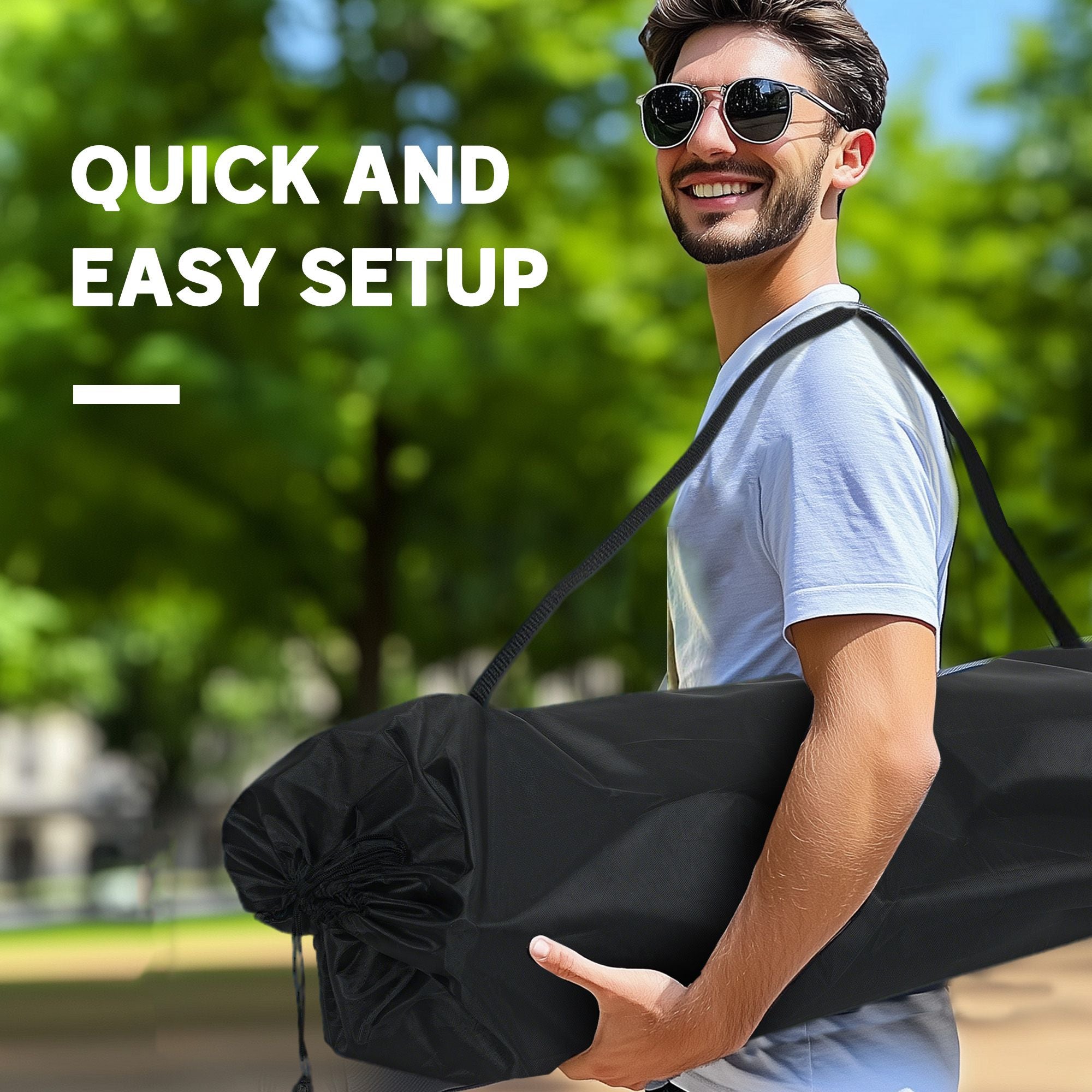 Padded Folding Camp Chair for Adults, Double Camping Chairwith Armrests, Cup Holders, Carry Bag for Outdoor, Blue