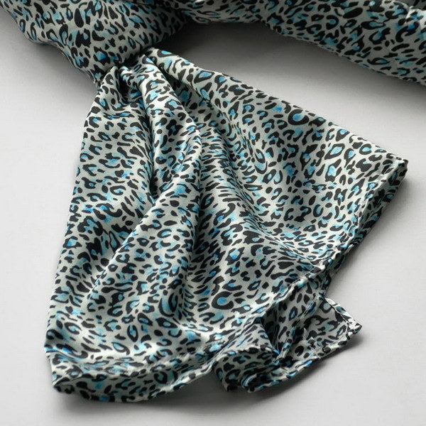 Blando Sky Blue Graceful Fashion Natural Leopard Pattern Silk Scarf/Wrap/Shawl(Large)
