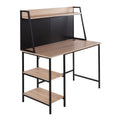 Geo Shelf Contemporary Desk in Black Steel and Natural Wood by