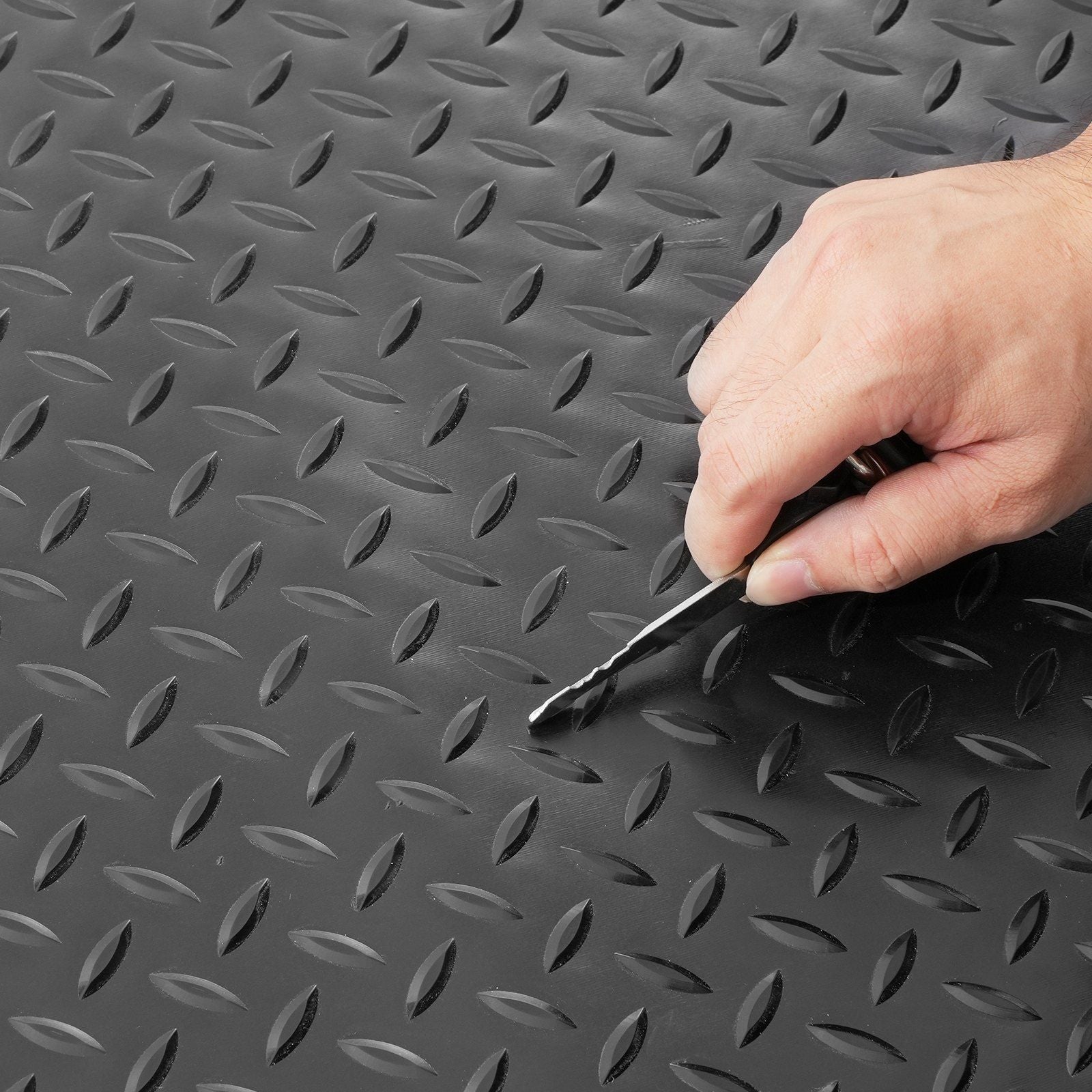 VEVOR Garage Floor Mats 2 Rolls 17 x 3.6 Ft Garage Mat 2.5mm Thickness Black Garage Flooring PVC Garage Mats for Under Car