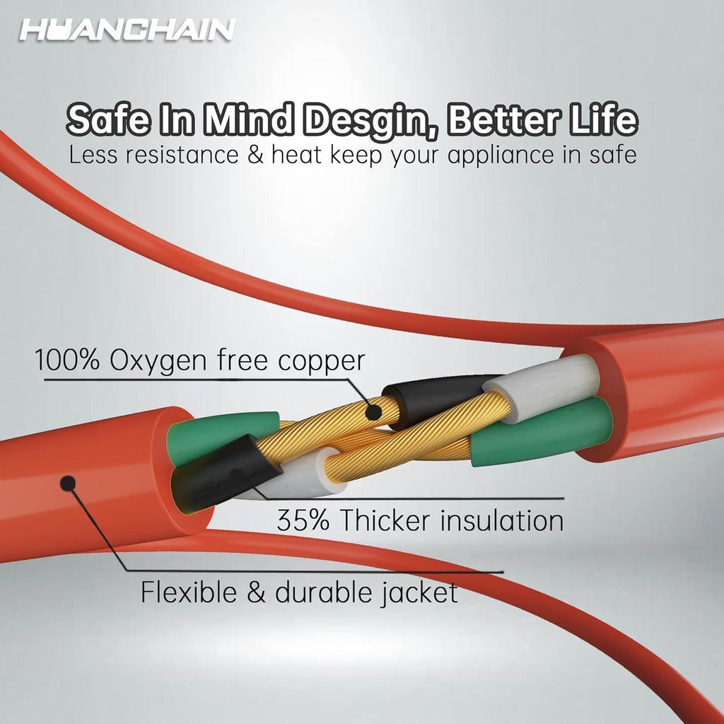 Indoor Outdoor Extension Cord 25 ft Waterproof, 16/3 Gauge Flexible Cold-Resistant Appliance Extension Cord Outside, 13A 1625W 16AWG SJTW, 3 Prong Electric Cable Orange, ETL