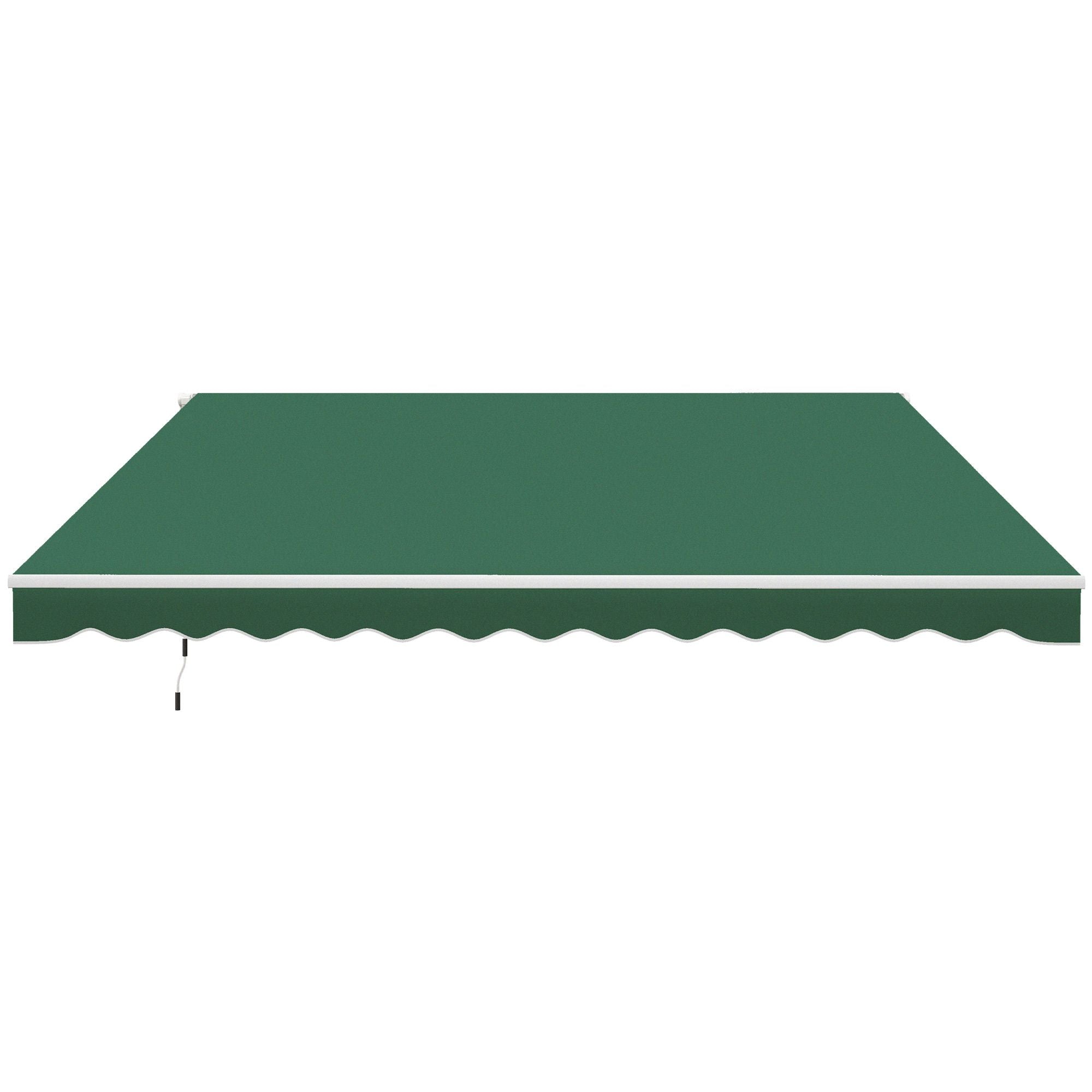 Outsunny 12x10 Manual Retractable Patio Awning, Adjustable Outdoor Sunshade Shelter for Patio, Balcony, Yard, Green