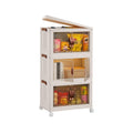 3Pcs Foldable Storage Bins with Lid Front Magnetic Door Collapsible Stackable Closet Organizer Containers with 4Pcs 360° Rotatable Wheels 8Pcs Small Wheels