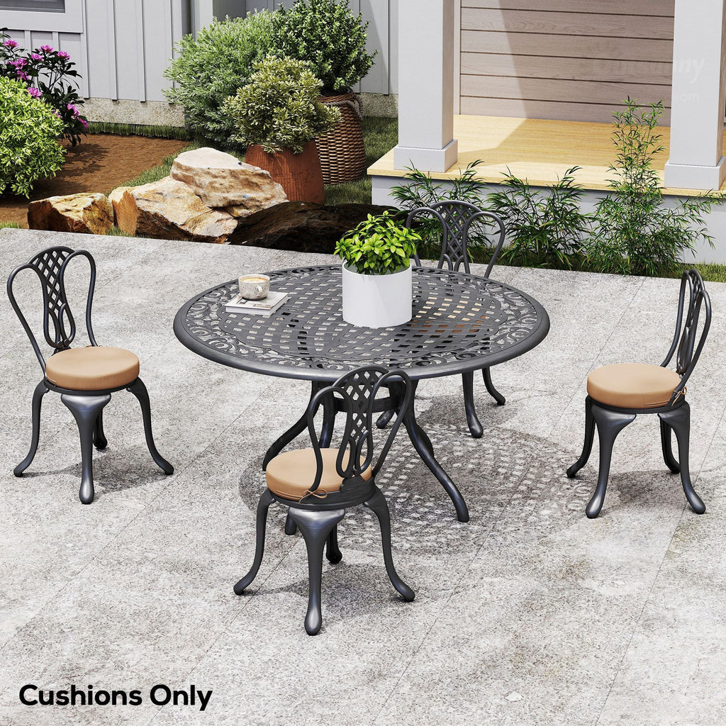 Patio Chair Cushions Set of 4 Round Seat Cushions for Dining Bistro Chairs Machine Washable, 15" x 15" x 3", Khaki