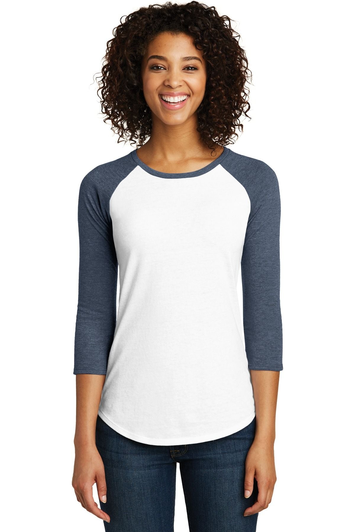 District Women's Fitted Very Important Tee 3/4-Sleeve Raglan DT6211
